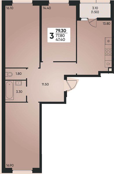 Фото №1: 3-комнатная квартира 78 м² - Краснодар, Прикубанский внутригородской округ, мкр. жилой комплекс Архитектор