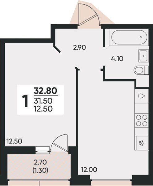 Фото №1: 1-комнатная квартира 32 м² - Краснодар, Прикубанский внутригородской округ, мкр. жилой комплекс Архитектор