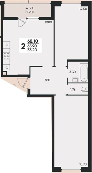 Фото №1: 2-комнатная квартира 67 м² - Краснодар, жилой комплекс Архитектор, мкр. Прикубанский внутригородской округ, ул. Доблести, 8к1