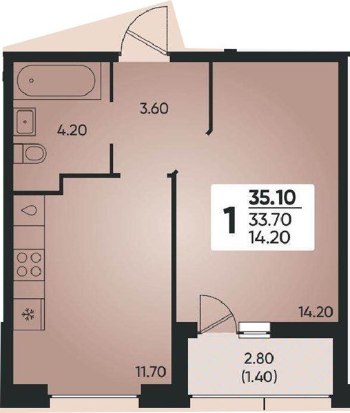 Фото №1: 1-комнатная квартира 35 м² - Краснодар, жилой комплекс Архитектор, мкр. Прикубанский внутригородской округ, ул. Доблести, 8к1