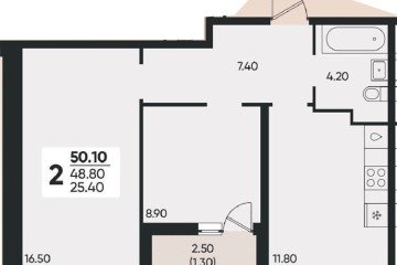 Фото №1: 2-комнатная квартира 49 м² - Краснодар, мкр. Прикубанский внутригородской округ, ул. Доблести, 8к1