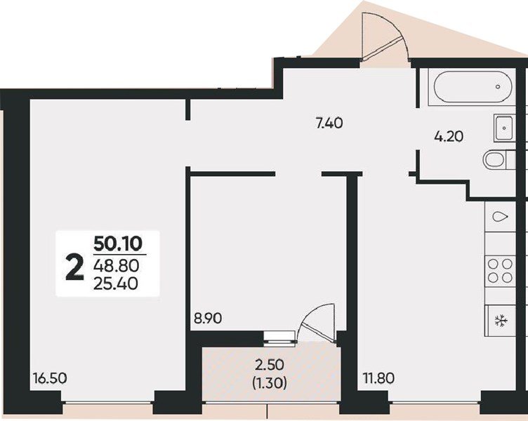 Фото №1: 2-комнатная квартира 49 м² - Краснодар, жилой комплекс Архитектор, мкр. Прикубанский внутригородской округ, ул. Доблести, 8к1