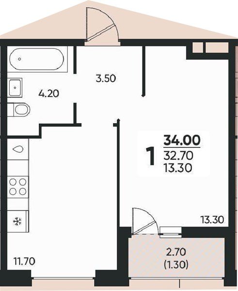 Фото №1: 1-комнатная квартира 34 м² - Краснодар, жилой комплекс Архитектор, мкр. Прикубанский внутригородской округ, ул. Доблести, 8к1