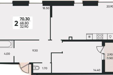 Фото №1: 2-комнатная квартира 70 м² - Краснодар, мкр. Прикубанский внутригородской округ, ул. Доблести, 8к1