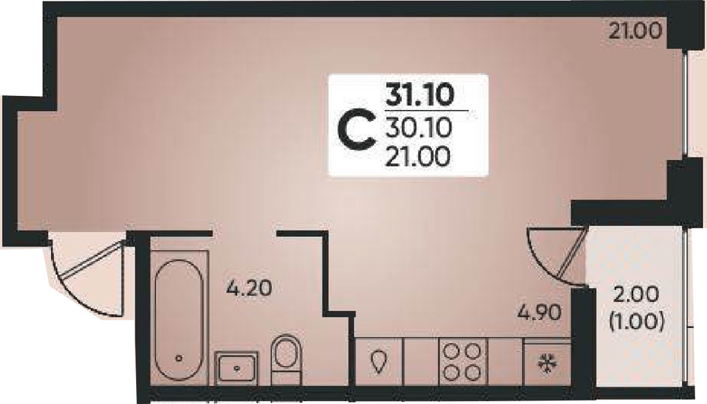 Фото №1: Студия 30 м² - Краснодар, жилой комплекс Архитектор, мкр. Прикубанский внутригородской округ, ул. Доблести, 8к1