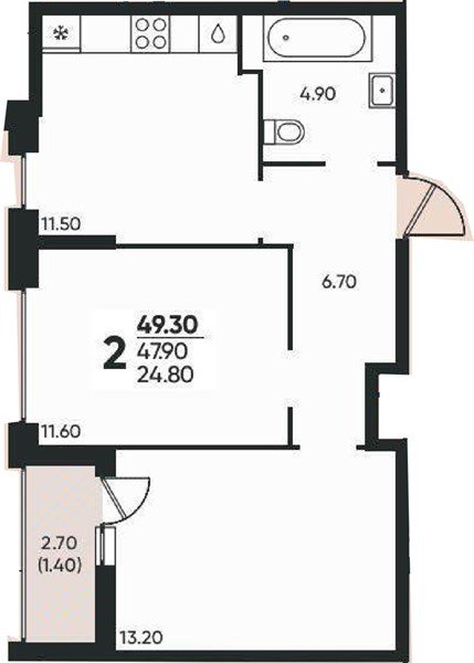 Фото №1: 2-комнатная квартира 48 м² - Краснодар, жилой комплекс Архитектор, мкр. Прикубанский внутригородской округ, ул. Доблести, 8к1
