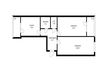Фото №5: 2-комнатная квартира 54 м² - Новая Адыгея, мкр. жилой комплекс Золотая линия, ул. Бжегокайская, 29/1В