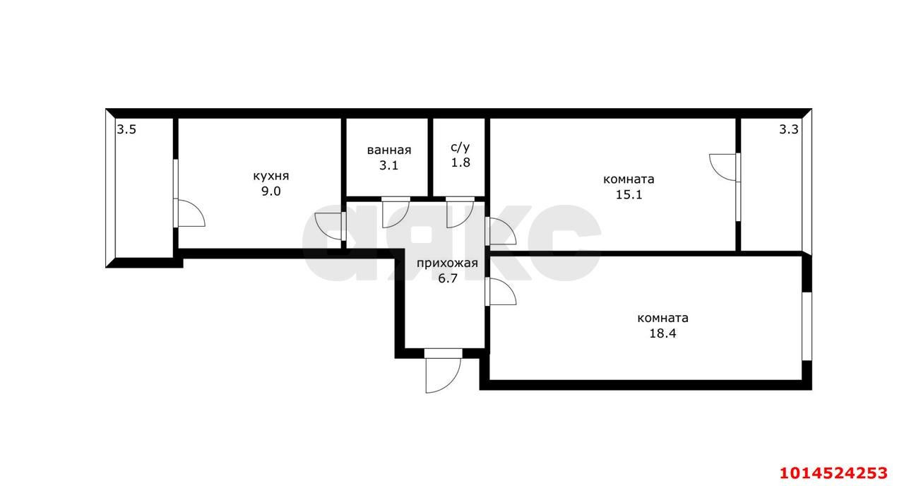Фото №5: 2-комнатная квартира 54 м² - Новая Адыгея, жилой комплекс Золотая линия, ул. Бжегокайская, 29/1В