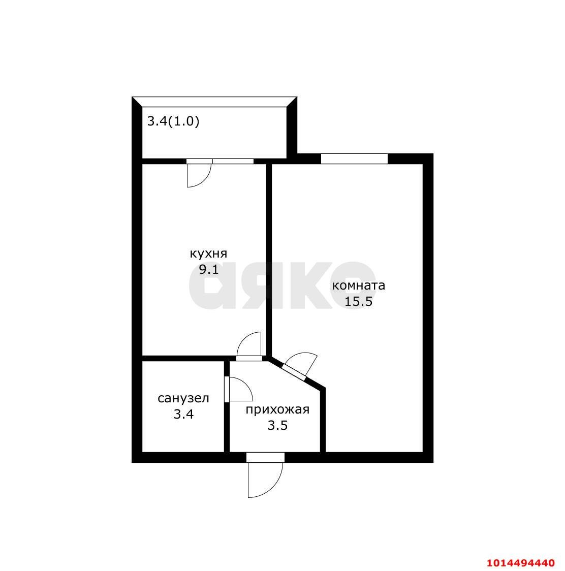 Фото №1: 1-комнатная квартира 32 м² - Краснодар, имени Петра Метальникова, ул. Евгении Жигуленко, 30к5