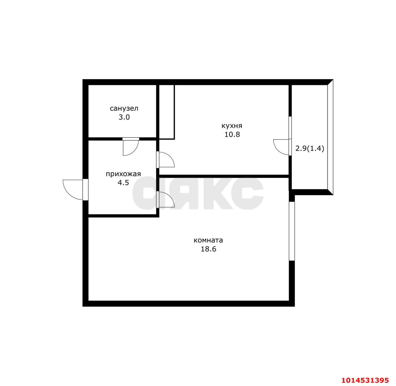 Фото №3: 1-комнатная квартира 39 м² - Российский, Прикубанский внутригородской округ, ул. Куликова Поля, 5
