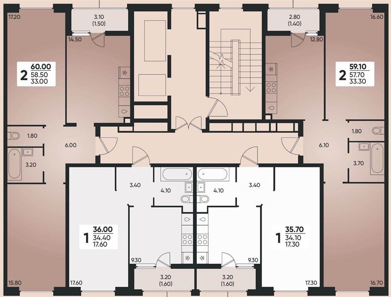 Фото №8: 2-комнатная квартира 60 м² - Краснодар, жилой комплекс Архитектор, мкр. Прикубанский внутригородской округ, ул. Доблести, 8к1