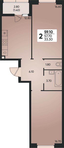 Фото №1: 2-комнатная квартира 58 м² - Краснодар, жилой комплекс Архитектор, мкр. Прикубанский внутригородской округ, ул. Доблести, 8к1
