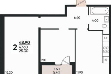 Фото №1: 2-комнатная квартира 48 м² - Краснодар, мкр. Прикубанский внутригородской округ, ул. Доблести, 8к1