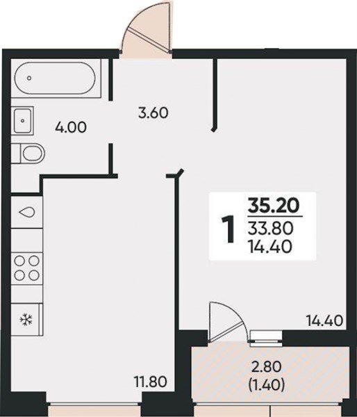 Фото №1: 1-комнатная квартира 34 м² - Краснодар, жилой комплекс Архитектор, ул. Доблести, 8к1