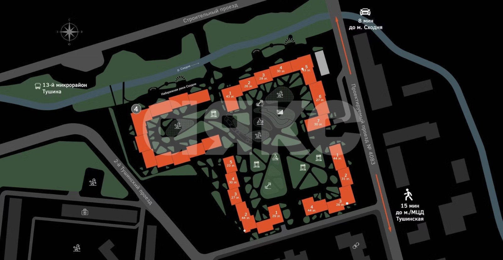 Фото №8: 2-комнатная квартира 60 м² - Москва, ЖК Скай Гарден, пр-д Строительный, 9с9