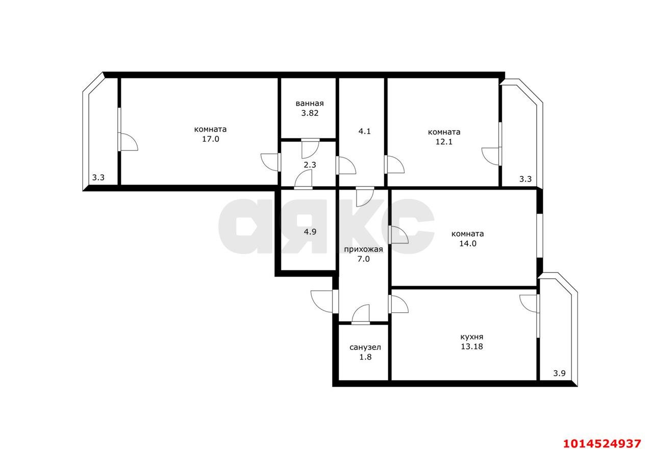 Фото №6: 3-комнатная квартира 83 м² - Краснодар, жилой комплекс Бауинвест, ул. Героя Владислава Посадского, 16/1