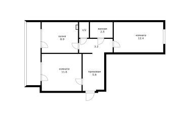 Фото №4: 2-комнатная квартира 45 м² - Берёзовый, мкр. Витаминкомбинат, ул. Новосельская, 11