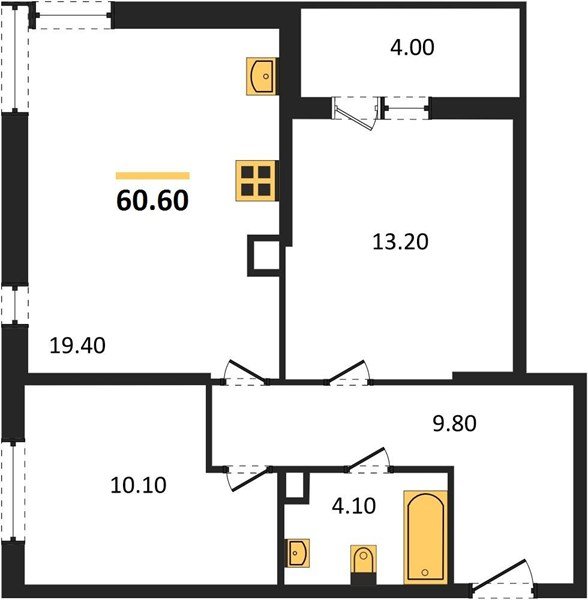 Фото №1: 2-комнатная квартира 61 м² - Краснодар, Прикубанский внутригородской округ, мкр. жилой комплекс Самолёт-6