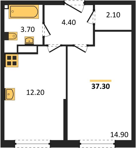 Фото №1: 1-комнатная квартира 37 м² - Краснодар, Прикубанский внутригородской округ, мкр. жилой комплекс Самолёт-6