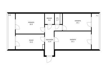 Фото №2: 3-комнатная квартира 87 м² - Краснодар, мкр. имени Петра Метальникова, ул. Петра Метальникова