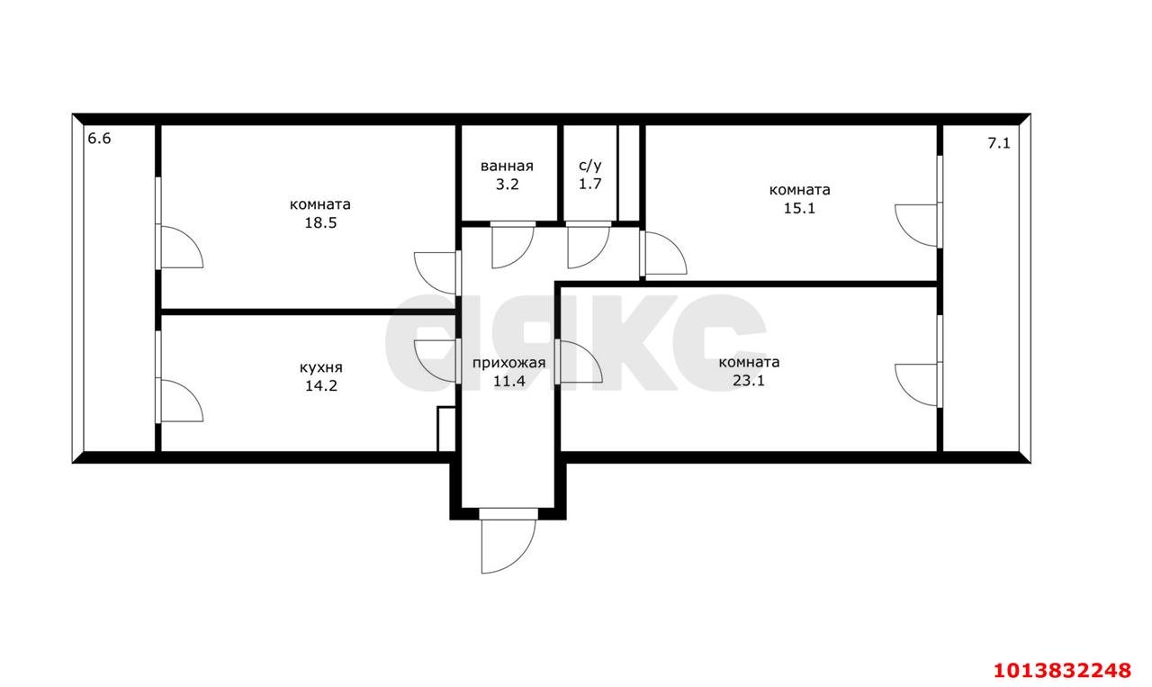 Фото №2: 3-комнатная квартира 100 м² - Краснодар, Прикубанский внутригородской округ, Завод Радиоизмерительных Приборов, мкр. имени Петра Метальникова, ул. Петра Метальникова