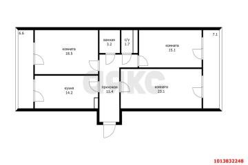 Фото №2: 3-комнатная квартира 100 м² - Краснодар, мкр. имени Петра Метальникова, ул. Петра Метальникова