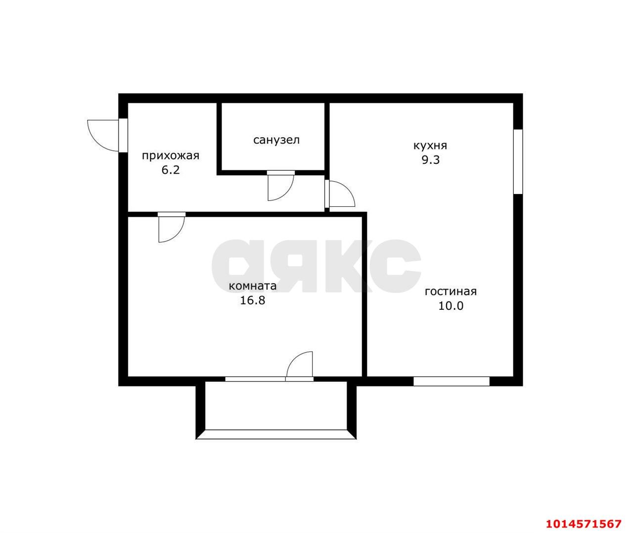Фото №9: 1-комнатная квартира 45 м² - Краснодар, Центральный, ул. Хакурате, 10к2
