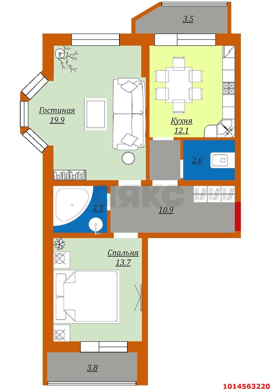 Фото №17: 2-комнатная квартира 65 м² - Краснодар, имени Петра Метальникова, ул. Тополиная, 46к2