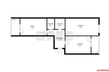 Фото №3: 2-комнатная квартира 52 м² - Краснодар, мкр. Славянский, ул. Заполярная, 39к6