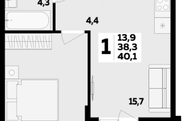Фото №1: 1-комнатная квартира 40 м² - Новая Адыгея, 
