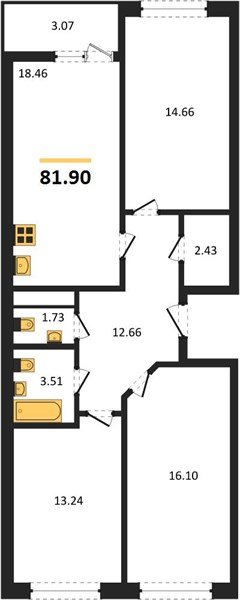 Фото №1: 3-комнатная квартира 81 м² - Майкоп