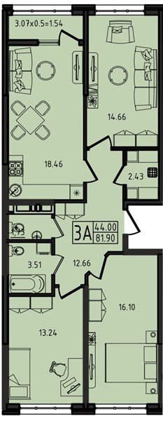 Фото №1: 3-комнатная квартира 81 м² - Майкоп