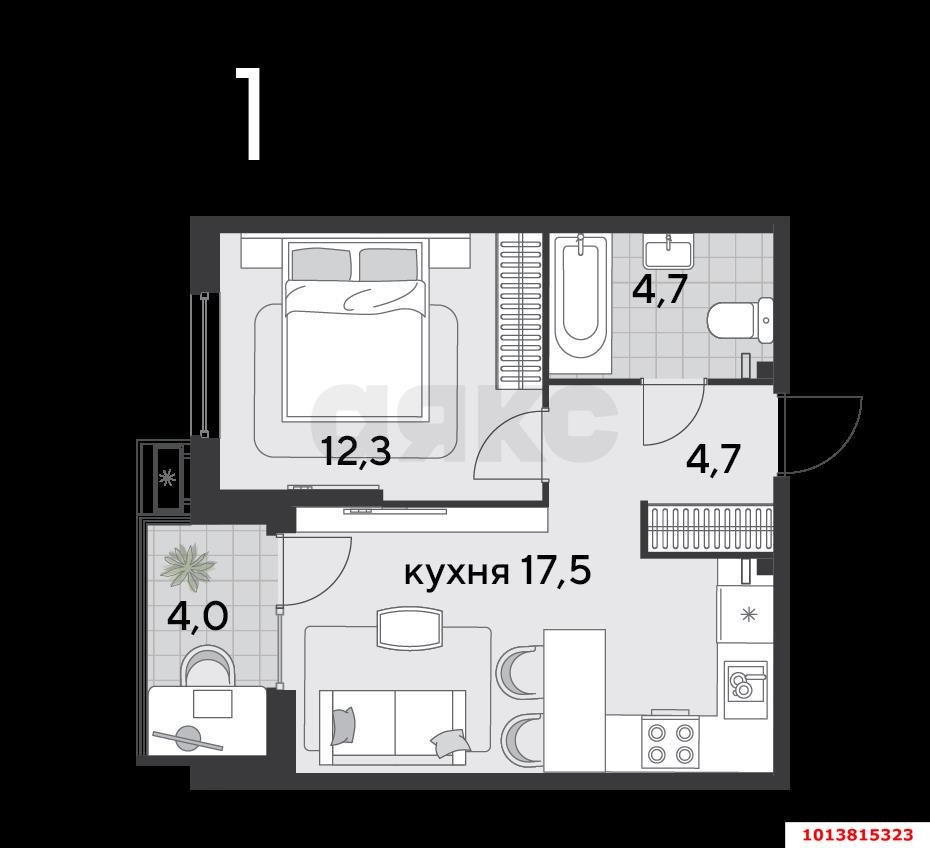 Фото №10: 1-комнатная квартира 43 м² - Краснодар, Парк Победы, ул. Героя Пешкова, 14
