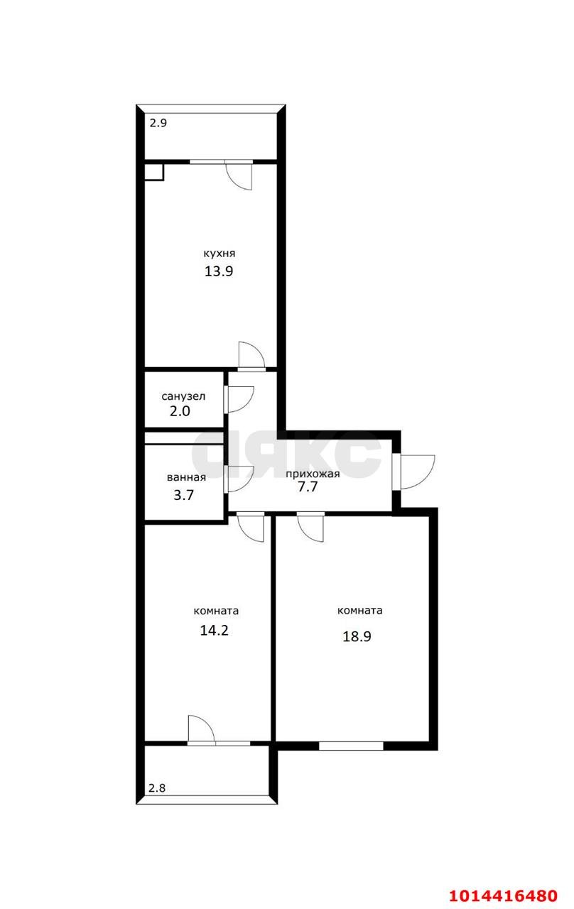 Фото №8: 2-комнатная квартира 61 м² - Адыгейск, ул. Эдепсукайская, 1/6