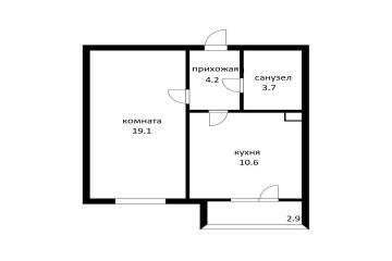 Фото №5: 1-комнатная квартира 37 м² - Адыгейск, ул. Эдепсукайская, 1/6