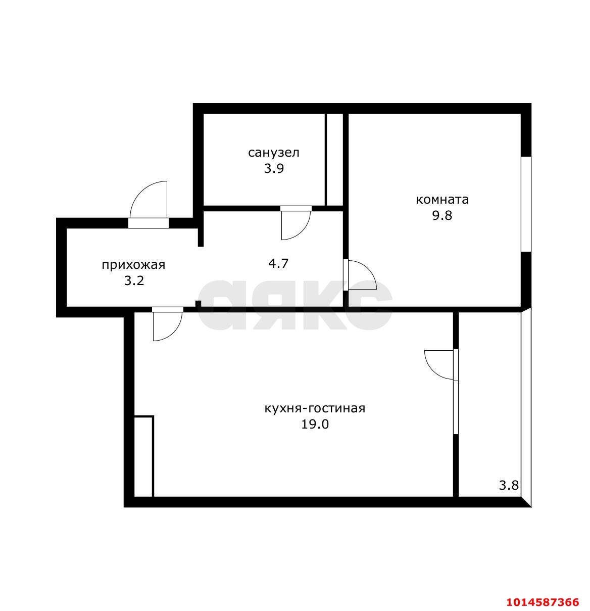 Фото №3: 1-комнатная квартира 44 м² - Краснодар, Молодёжный, ул. Душистая, 25