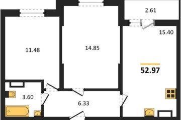 Фото №1: 2-комнатная квартира 52 м² - Краснодар, мкр. Карасунский внутригородской округ, 