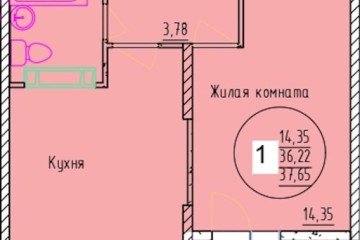 Фото №1: 1-комнатная квартира 37 м² - Краснодар, мкр. Карасунский внутригородской округ, 