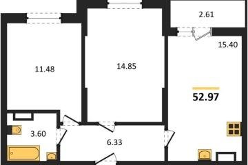 Фото №1: 2-комнатная квартира 52 м² - Краснодар, мкр. Карасунский внутригородской округ, 