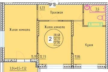 Фото №1: 2-комнатная квартира 51 м² - Краснодар, мкр. Карасунский внутригородской округ, 