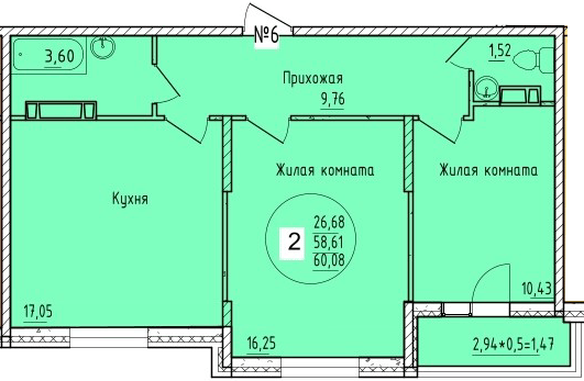Фото №1: 2-комнатная квартира 60 м² - Краснодар, мкр. Карасунский внутригородской округ