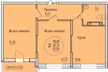 Фото №1: 2-комнатная квартира 51 м² - Краснодар, мкр. Карасунский внутригородской округ, 