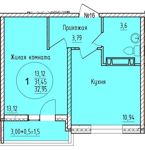 Фото №1: 1-комнатная квартира 32 м² - Краснодар, мкр. Карасунский внутригородской округ