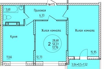 Фото №1: 2-комнатная квартира 51 м² - Краснодар, мкр. Карасунский внутригородской округ, 