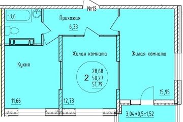 Фото №1: 2-комнатная квартира 51 м² - Краснодар, мкр. Карасунский внутригородской округ, 