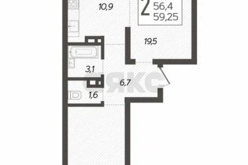 Фото №3: 2-комнатная квартира 60 м² - Краснодар, мкр. жилой комплекс Новелла, ул. Питерская, 40
