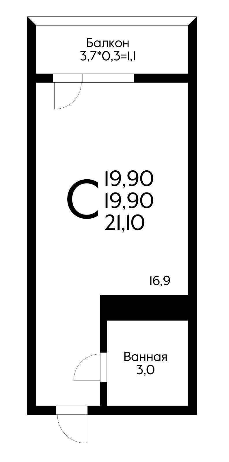 Фото №6: Студия 23 м² - Краснодар, Завод Радиоизмерительных Приборов, имени Петра Метальникова, Прикубанский внутригородской округ, мкр. жилой комплекс Радуга, ул. Евгении Жигуленко, 7к2