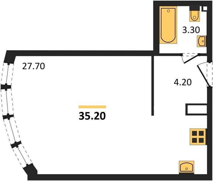 Фото №1: Студия 35 м² - Краснодар, жилой комплекс Самолёт-6, мкр. Прикубанский внутригородской округ, ул. Ивана Беличенко, 92к4