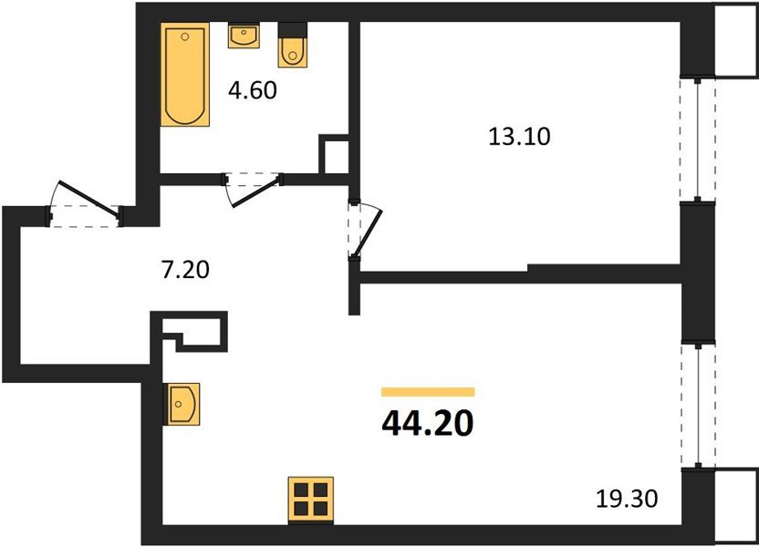 Фото №1: 1-комнатная квартира 44 м² - Краснодар, Парк Победы, мкр. Прикубанский внутригородской округ
