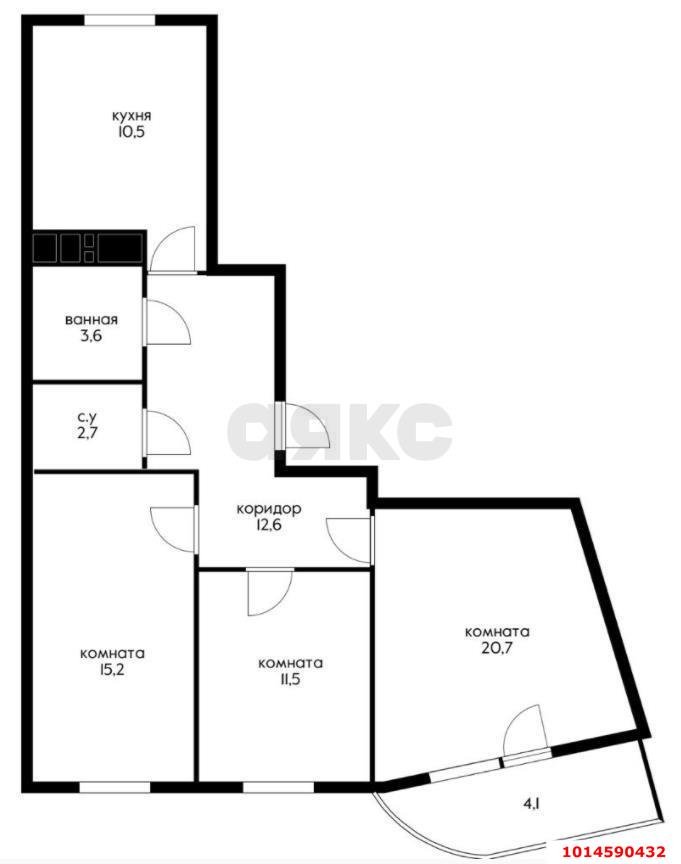 Фото №2: 3-комнатная квартира 76 м² - Краснодар, жилой комплекс Фонтаны, ул. Воронежская, 47Д